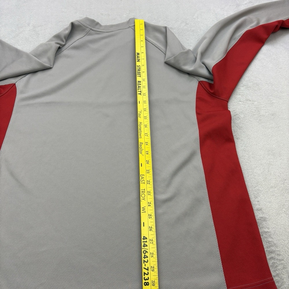 Vintage Nike Shirt Mens XXL Gray Red Jersey Sweatshirt Mesh Y2K Center Swoosh - Picture 10 of 11